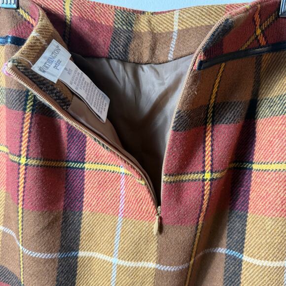 Worthington Petite Plaid Midi Maxi Skirt SZ 8P Wool Blend Country Fall Academia - Picture 3 of 5